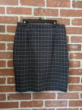 Steilmann | Vintage 90s Gray Plaid Pencil Skirt